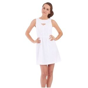 Kensie White Eyelet Dress with triangle neck detail Size Small